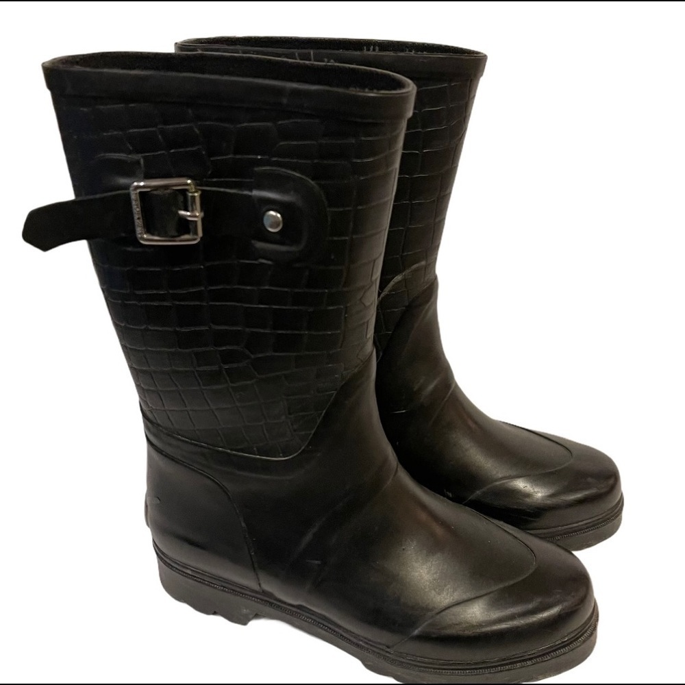 MICHAEL KORS Black Crocodile Rain Boots